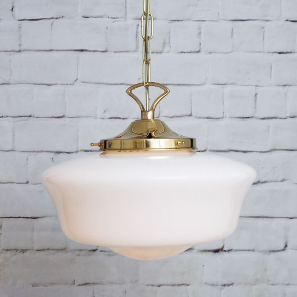 1920's Art Deco Schoolhouse pendant light from Mullan Lighting is an eye-catching feature that will add an artistic approach to your interior