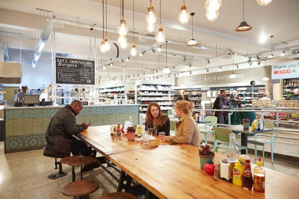 Our pendant lights are suspended throughout this Spar retail outlet