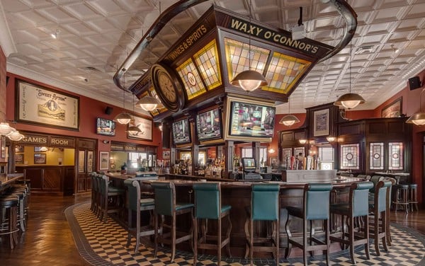 Bespoke pub lights from Mullan Lighting in Waxy O'Connor's pub, Boston