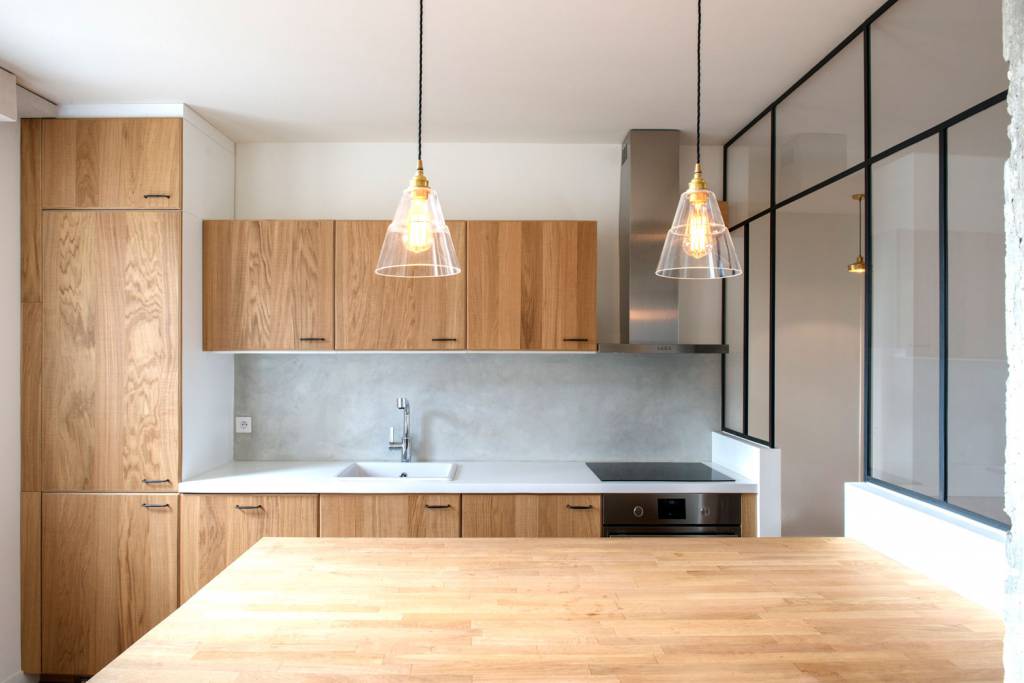 resident Studiet Kompleks This charismatic kitchen space features our Lyx clear glass pendant lights  | Mullan Lighting