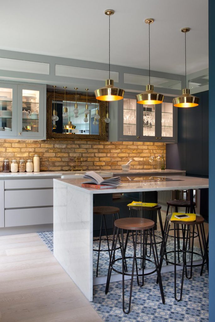 Brass kitchen lighting in this Dublin residence