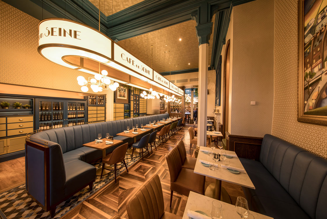 Bespoke canopy chandelier created for Café en Seine