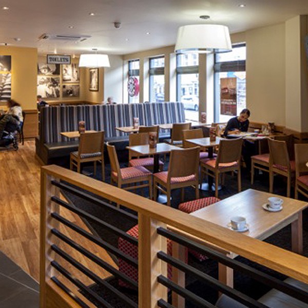 Light fixtures from Mullan Lighting are implemented throughout the famous coffee brand Costa in Ireland 
