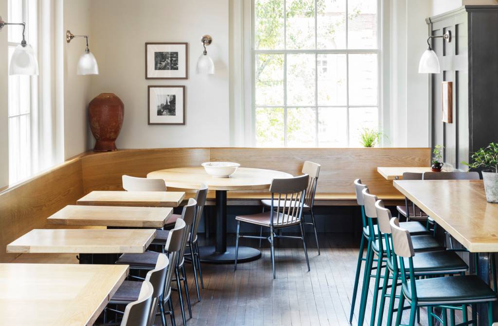 Our Fend wall lights in Jesup Hall restaurant in Connecticut, United States