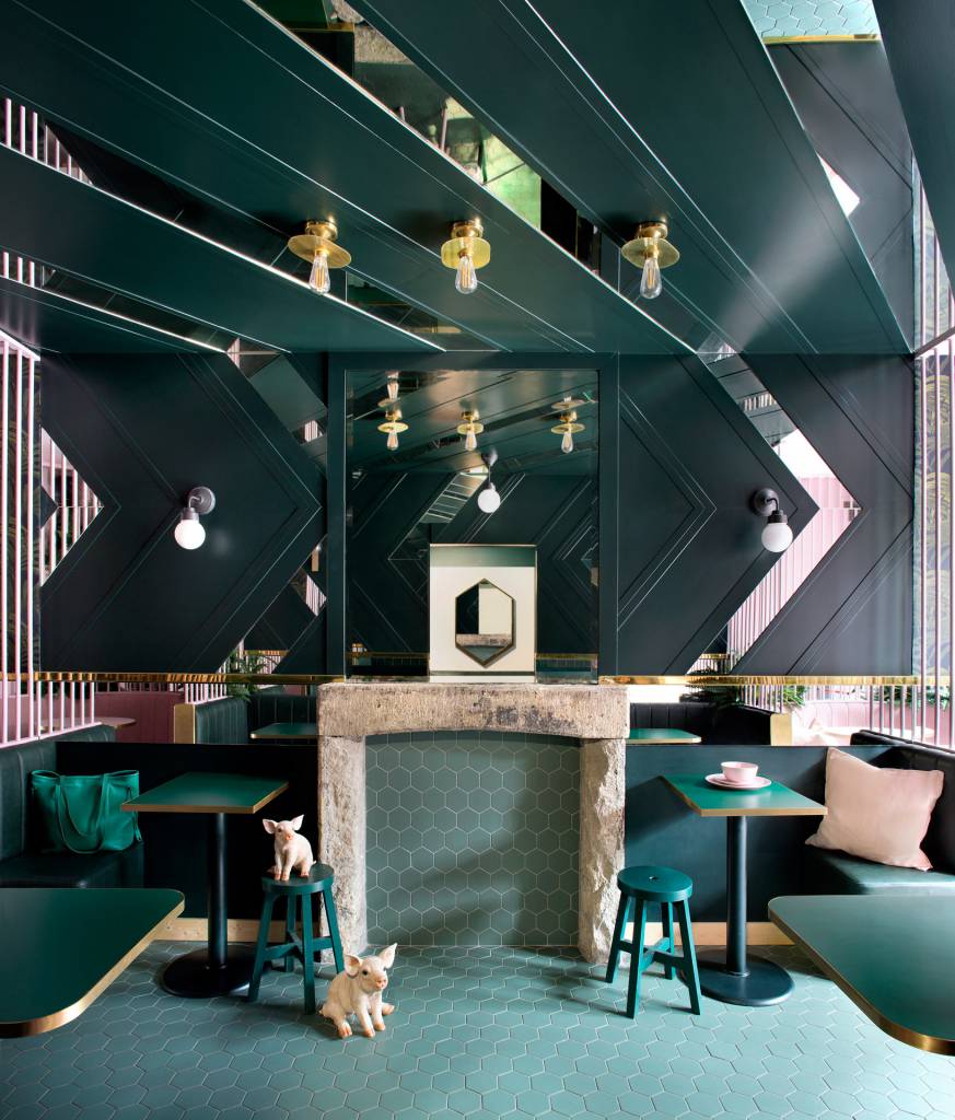 This unique and eye-catching design in The Pot Bellied Pig, Dublin was created by interior design firm Kingston Lafferty Design