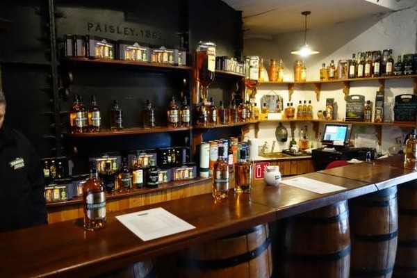 Pendant lighting from Mullan Lighting are suspended throughout the Kilbeggan distillery 