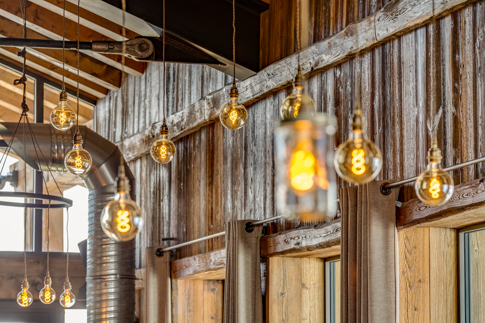 Lome vintage pendants with exposed Edison bulbs