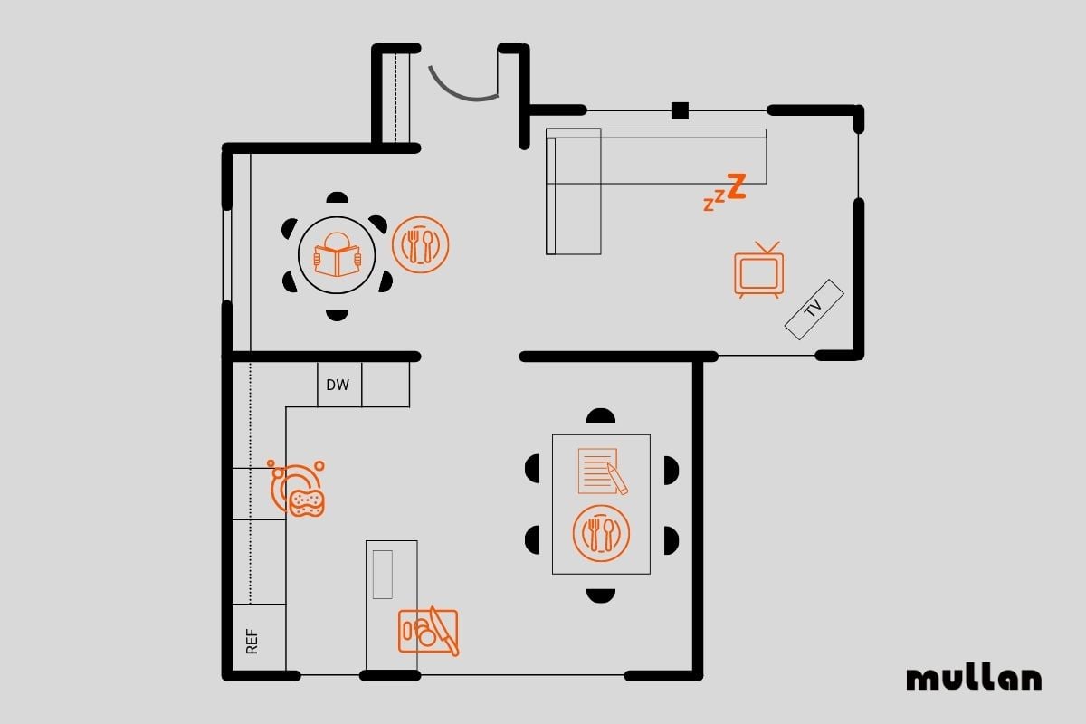 Lighting layout plan - Note the room's functions