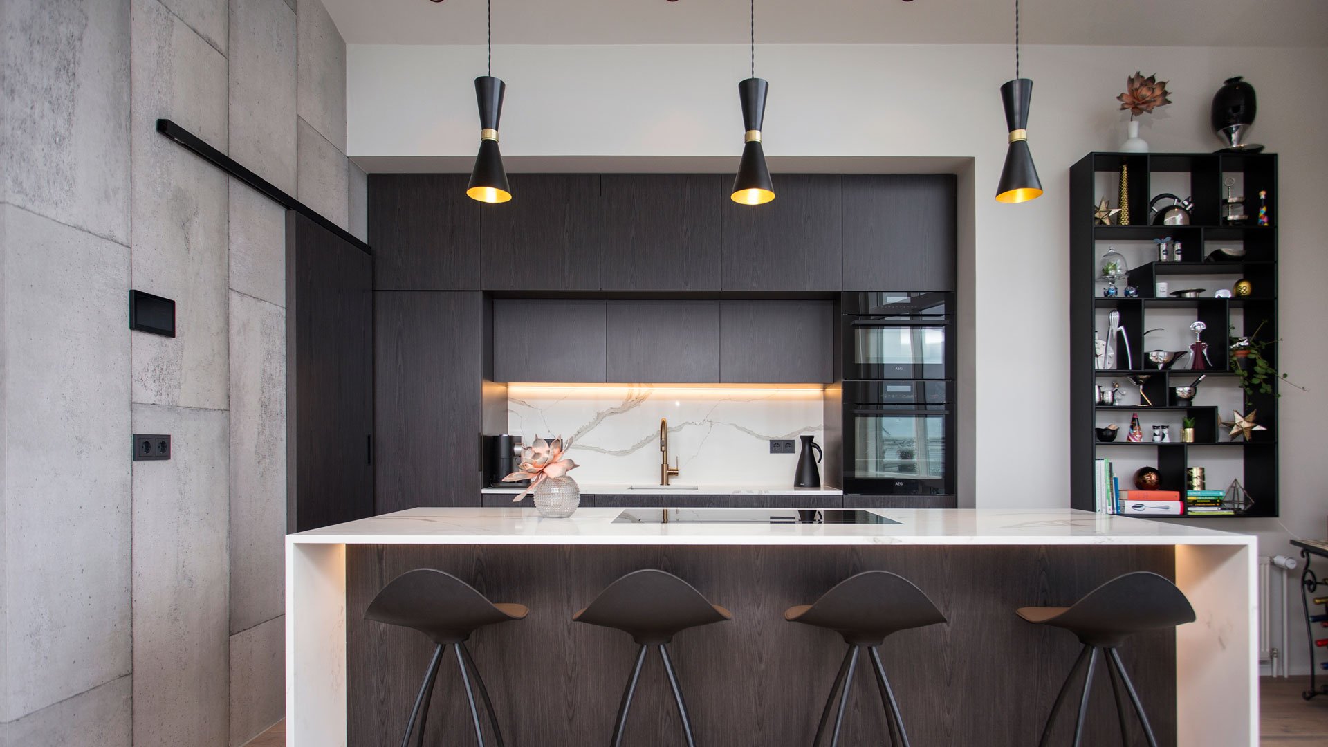 Our Cairo pendants add a subtle mid-century modern aesthetic to this Icelandic kitchen