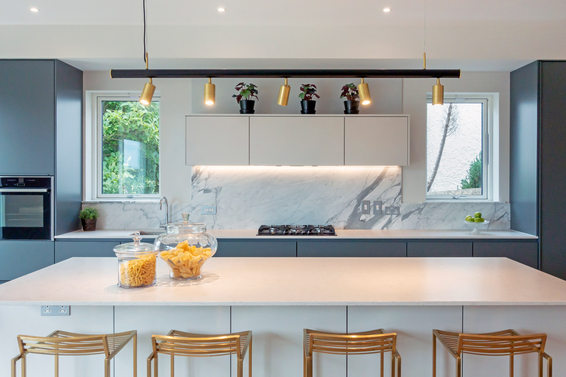 We manufactured this bespoke kitchen island bar pendant for this luxurious Dublin home