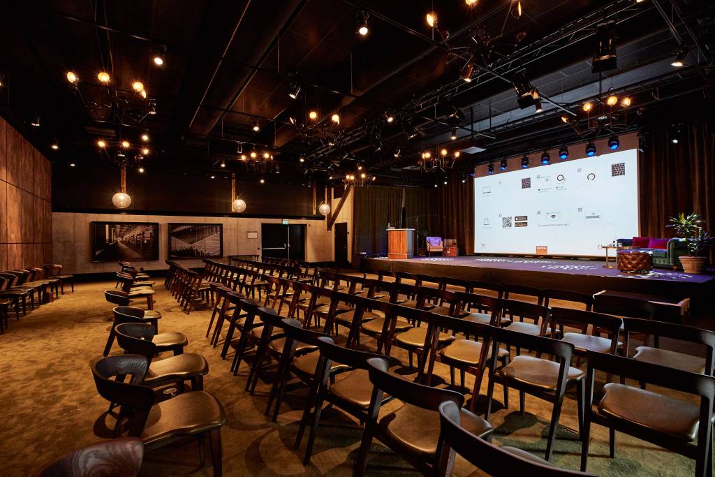 Our San Jose industrial chandelier at The Steam Hotel