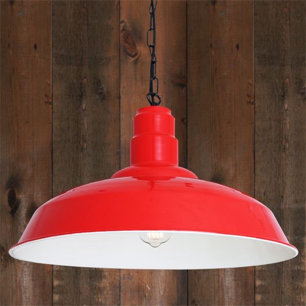 With an attractive design, the Wyse industrial pendant light is one of our new range of unique industrial style pendants painted in vibrant colour. This industrial pendant light provides an elegantly simple central lighting source perfect for bedrooms.