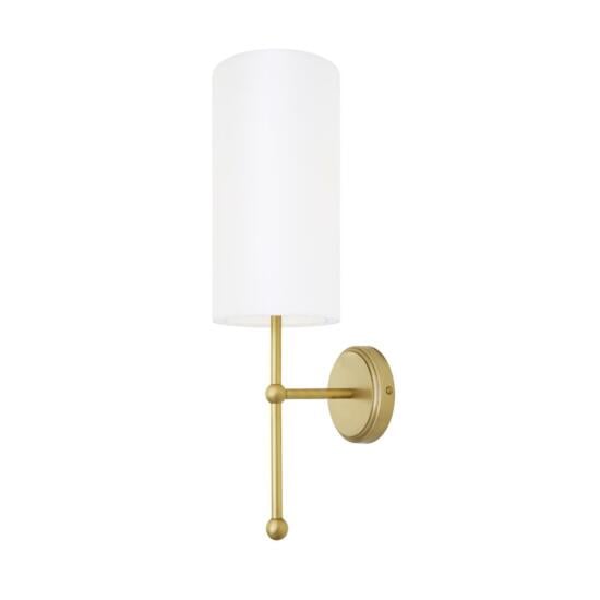 Arizona Brass Wall Sconce with Tall Fabric Shade, Satin Brass