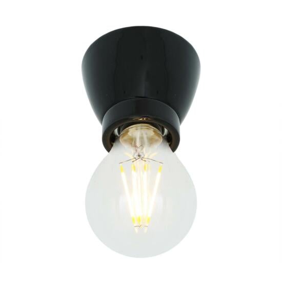Baltimore Ceramic Bare Bulb Flush Ceiling Light, Powder Coated Black