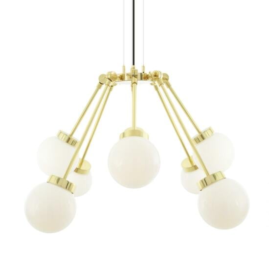 Boho Chandelier Polished Brass Opal Glass