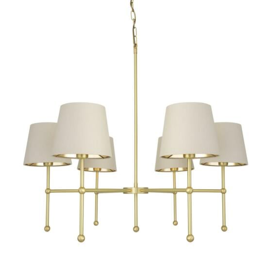 California Modern Brass Chandelier, Six-Arm