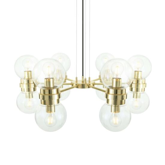 Eske Modern Clear / Opal Globe Chandelier, Six-Arm