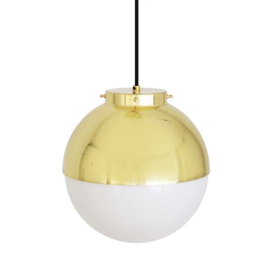 Florence Brass and Glass Globe Pendant Light 26cm, Polished Brass