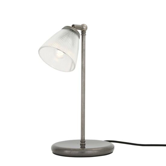 Lampe de table industrielle Gadar, en verre prismatique