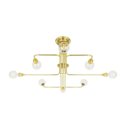 Irbid Modern Brass Flush Chandelier, Eight-Arm
