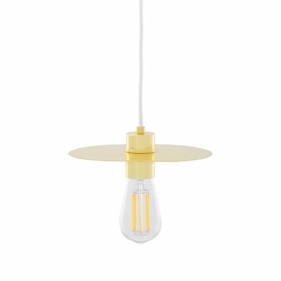 Kigoma Contemporary Brass Pendant Light, Polished Brass and White Cable