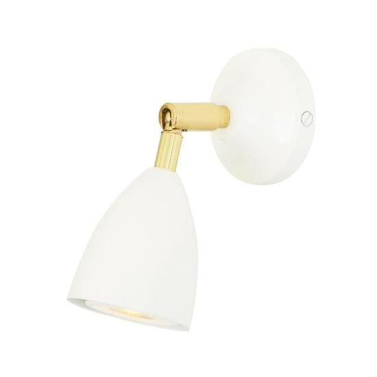 Lainio Small Vintage Brass Wall Spotlight, White