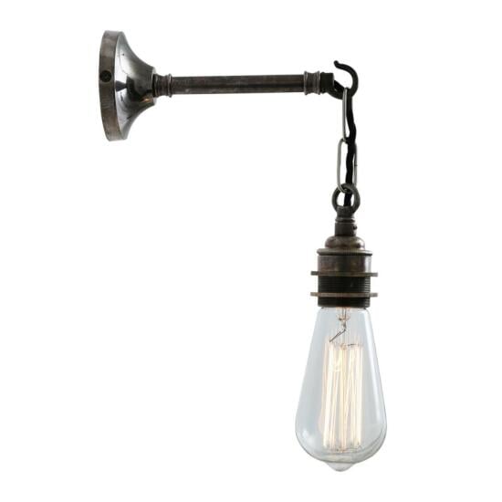 Prei Industrial Vintage Bare Bulb Wall Sconce, Antique Silver