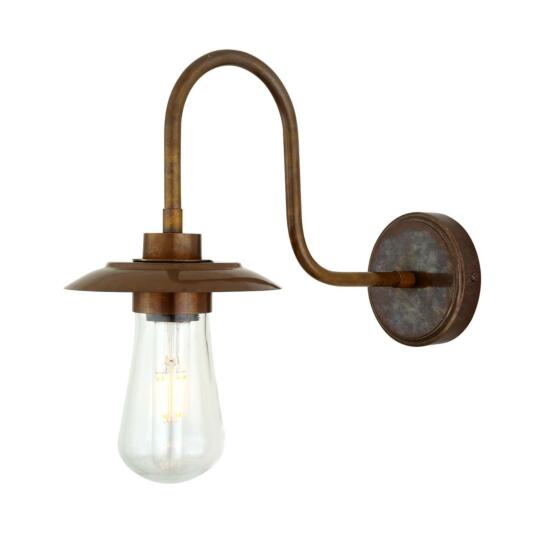 Ren Brass Swan Neck Wall Sconce IP65, Antique Brass