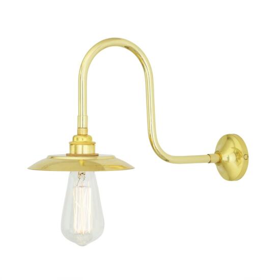 Reznor Vintage Swan Neck Wall Light with Brass Shade, Polished Brass