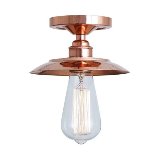 Suva Industrial Polished Copper Flush Ceiling Light, Polished Copper