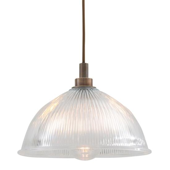 Maris Prismatic Glass Pendant Light IP65, Antique Brass