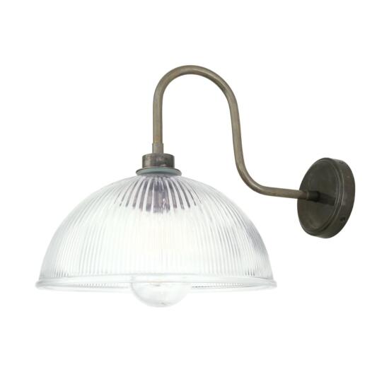 Maris Prismatic Glass Swan Neck Wall Sconce IP65, Antique Silver