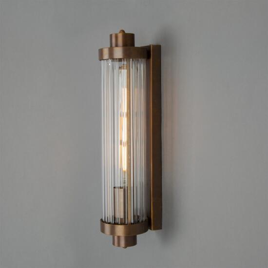 Louise Vintage Rippled Glass and Brass Bathroom Wall Sconce 18.5" IP44 Damp-Rated