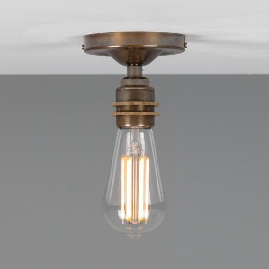 Bexter Vintage Exposed Bulb Flush Ceiling Light, Antique Brass