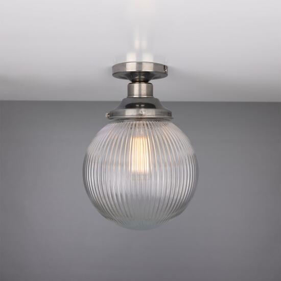 Stanley Prismatic Glass Globe Ceiling Light 20cm, Antique Silver