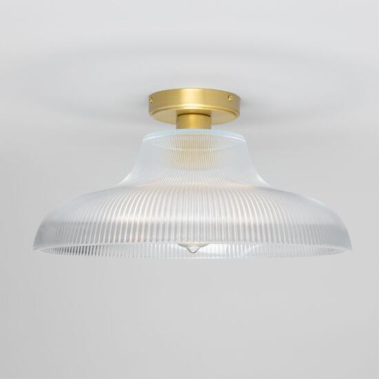 Mono Prismatic Glass Flush Ceiling Light 15.7", Satin Brass