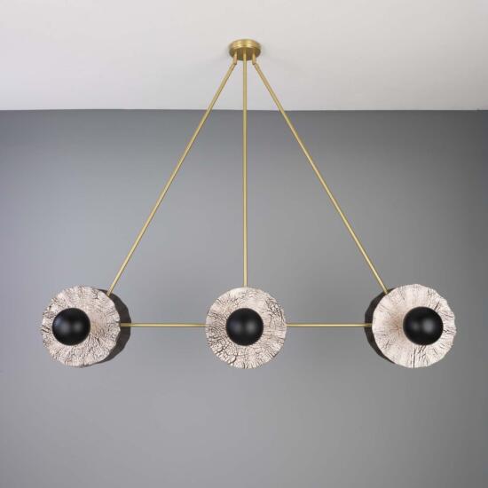 Eclipse Brass Kapok Six Light Chandelier, Black Clay, 47" IP20