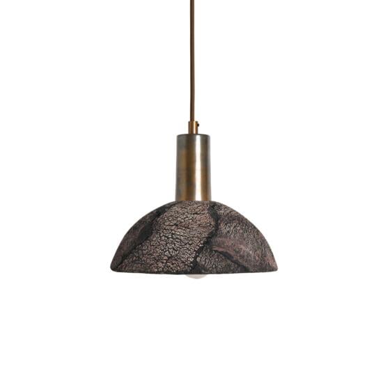 Kauri Organic Ceramic Dome Pendant Light 20cm, Black Clay