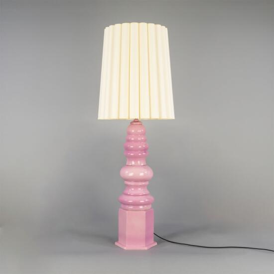 Safi Large Pink Ceramic Table Lamp with Cream Fabric Shade