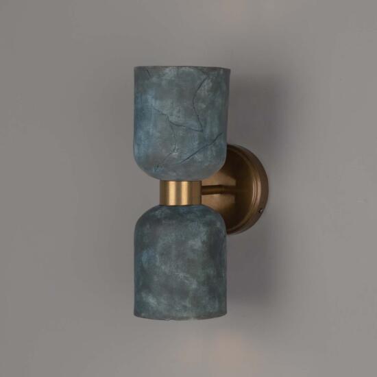 Sakura Double Ceramic and Brass Blue Earth Wall Sconce 12.25" IP20