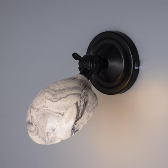 Coco Adjustable Marbled Ceramic Wall Light, Matte Black