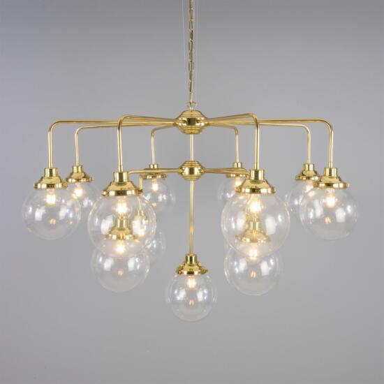 Rome Mid-Century Three-Tier Globe Chandelier, 13-Light