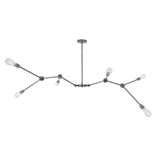 Ottawa Modern Industrial Brass Chandelier, Six-Arm