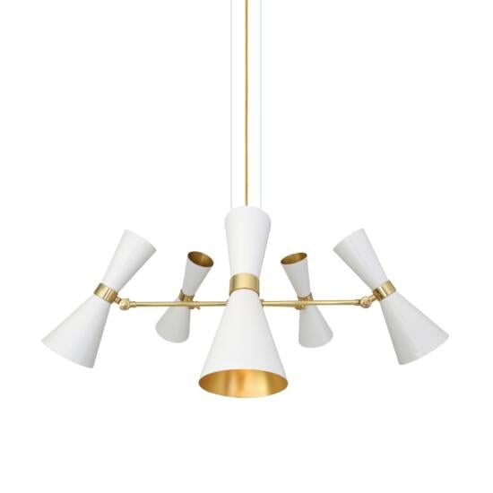 Cairo Mid-Century Modern Chandelier, Five-Arm