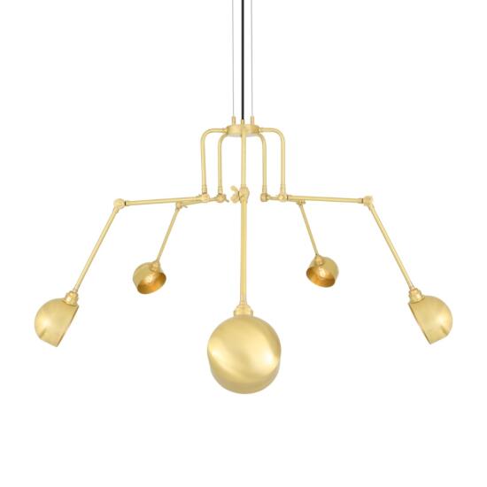 San Jose Industrial Adjustable Chandelier, Five-Arm