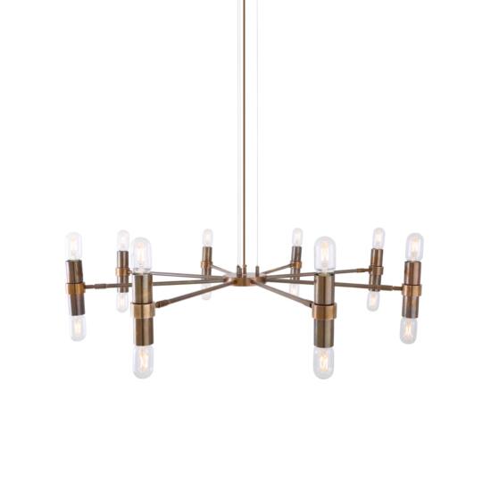 Kendu Modern Brass Adjustable Chandelier, Eight-Arm