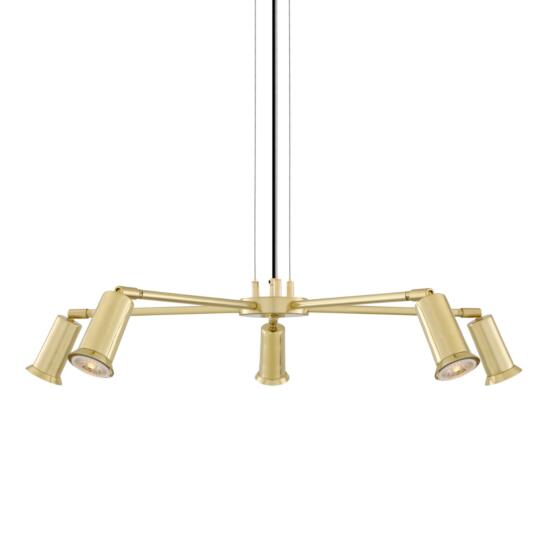 Jasper Contemporary Brass Chandelier, Five-Arm