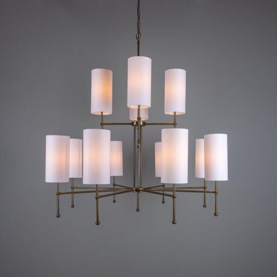 Arizona Modern Brass Two-Tier Chandelier, 12-Arm, Antique Brass