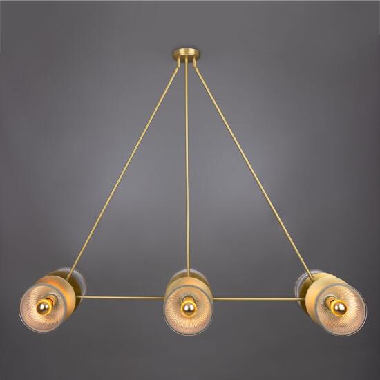 Eclipse Brass and Prismatic Glass Dish Chandelier, Satin Brass