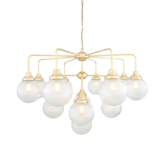 Genoa Prismatic Glass Chandelier, 13-Light, Polished Brass